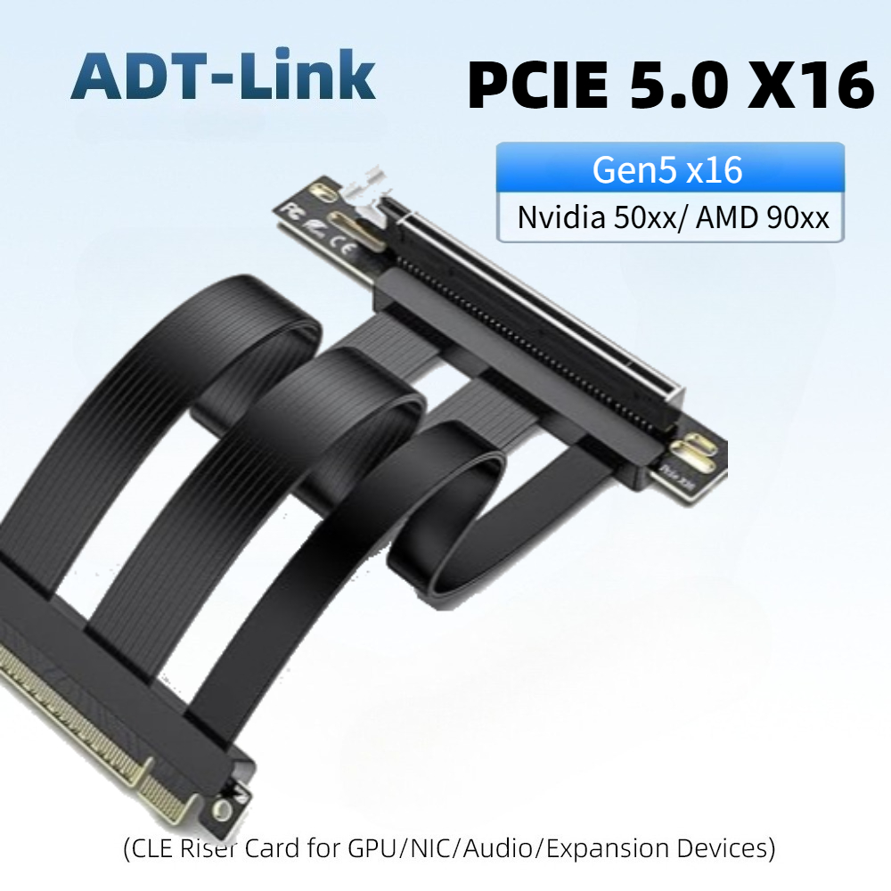 Pcie 4.0 X16 Riser Cable 90 Degree - Kabel Riser PCIE 5.0 x16, idealny