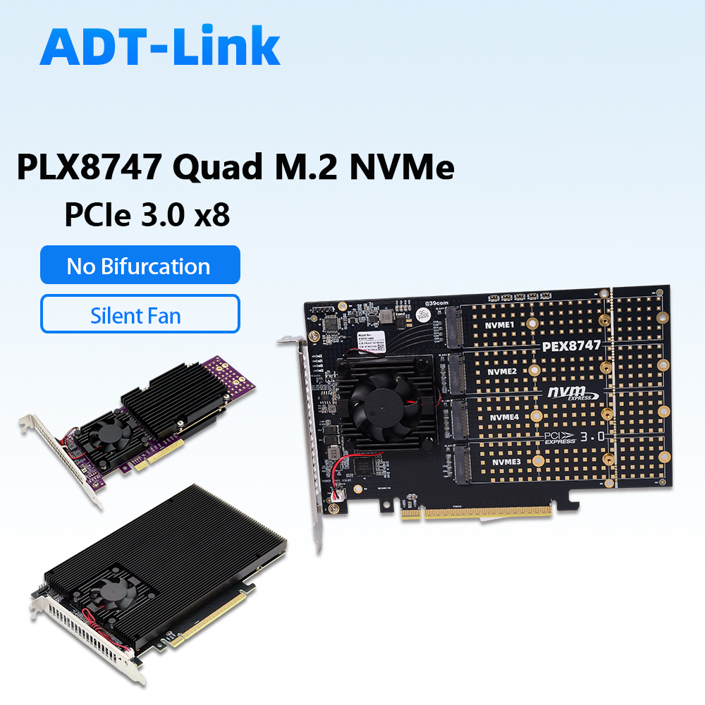 PLX8747 – karta rozszerzeń PCI – Quad M.2 Nvme Pcie Bifurcation Card recenzja i cena