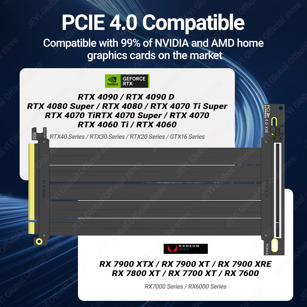 Kabel przedłużający JEYI PCIe  – Pcie 4.0 X16 Riser Cable 90 Degree recenzja i cena